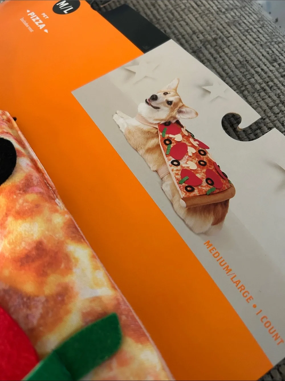 Pizza Slice Dog Halloween Costume NEW size medium frenchie corgi Boston terrier